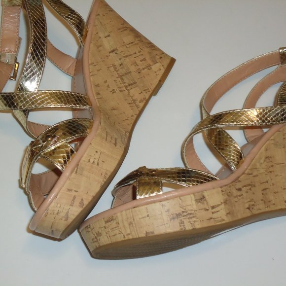Gold Cork Wedge Sandal - Picture 3 of 16